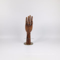 DLW480 Antique dark brown Dummy Wooden Hand Mannequin Display with titanium base joints adjustable beech wood 29cm hand length